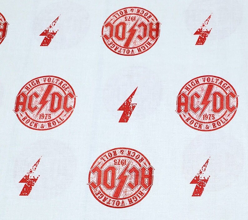 ACDC Logo White Background 100 Cotton Fabric Etsy