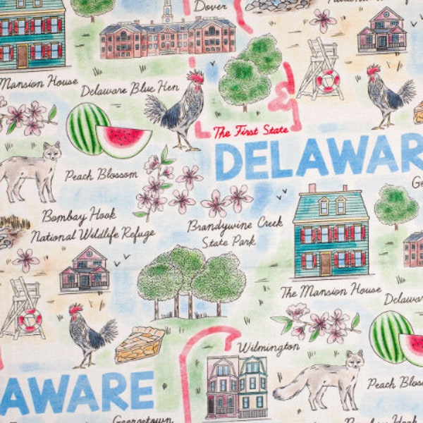 Delaware State Pride Premium Cotton Fabric 100% Cotton Fabric-IN