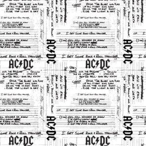 ACDC Australian Rock Band Song Lyrics 100% Cotton Fabric 3458