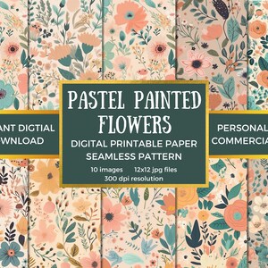 Floral Digital Paper Set Seamless Pattern Printable Paper Scrapbook Papers Commercial Use Floral Background Pattern Scrapbooking Paper