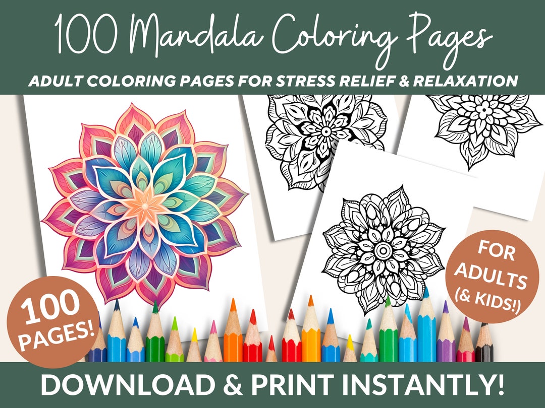 100 Mandala Coloring Pages Adult Coloring Book Printable Coloring Pages ...
