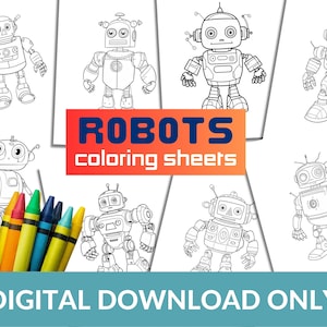 Robot Kids Printable Coloring Pages Robot Birthday Party Kids Coloring Pages Robots Color Page Bundle Set Summer Activities for Preschool