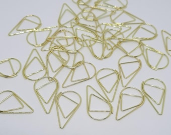 Tear drop gold paper clips, 10, Craft supply, Journaling, Scrapbooking, Large paperclips