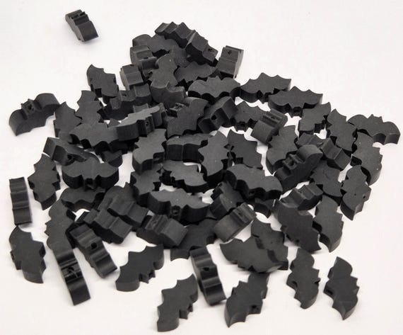 Bat polymer clay beads, Craft supply, 25 beads, Halloween