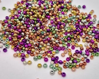 Metallic mix seed beads, 2mm, approx 700 beads, craft supplies, jewellery making, embellishment supply, beading, embroidery