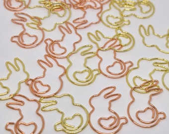 Rabbit paper clips, 10, Craft supply, Journaling, Scrapbooking, Large paperclips, Animal, Bunny