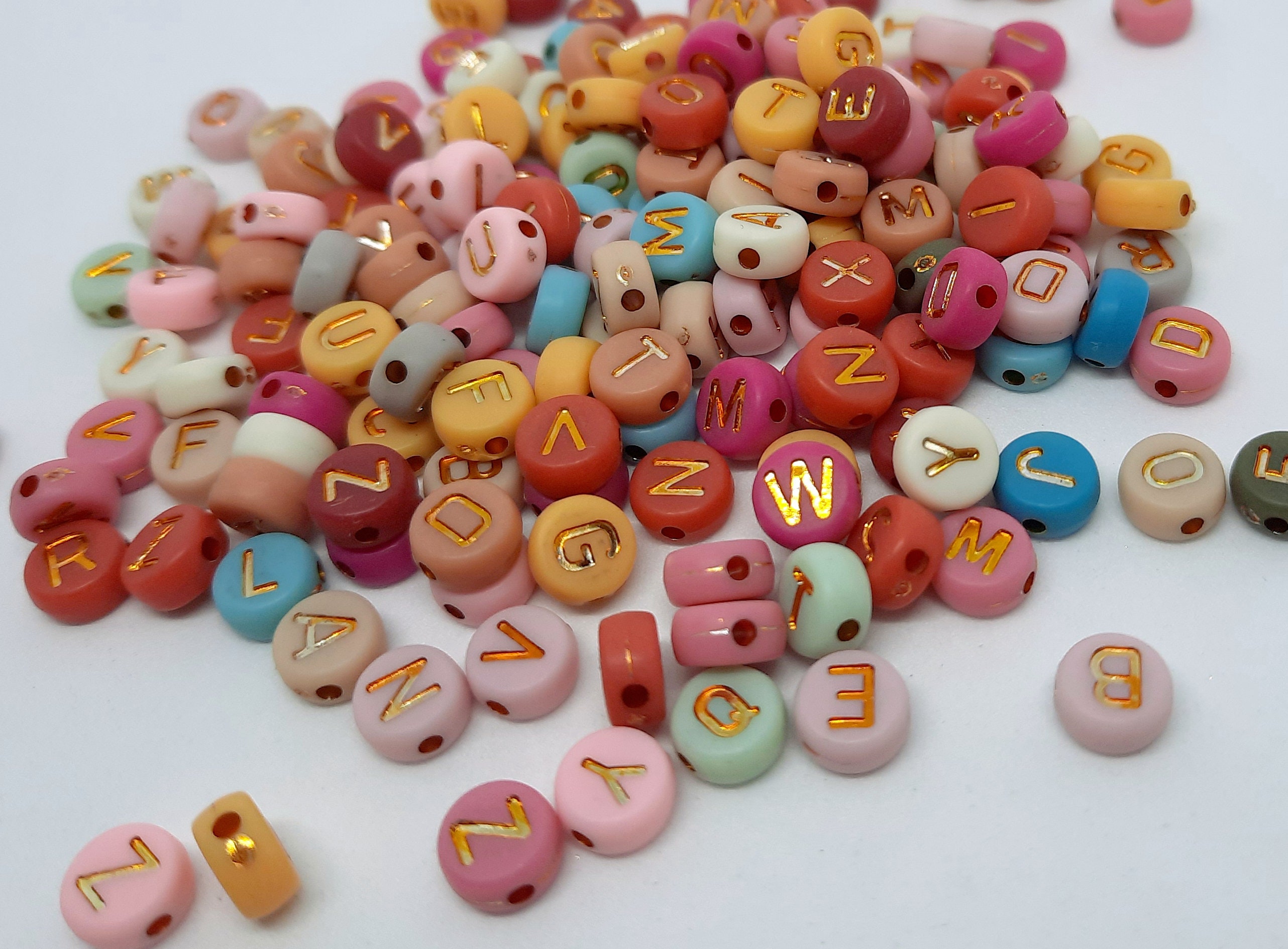 10mm Acrylic Flat Round Colorful Letter Beads for Jewellery Making,250  Beads Pack 