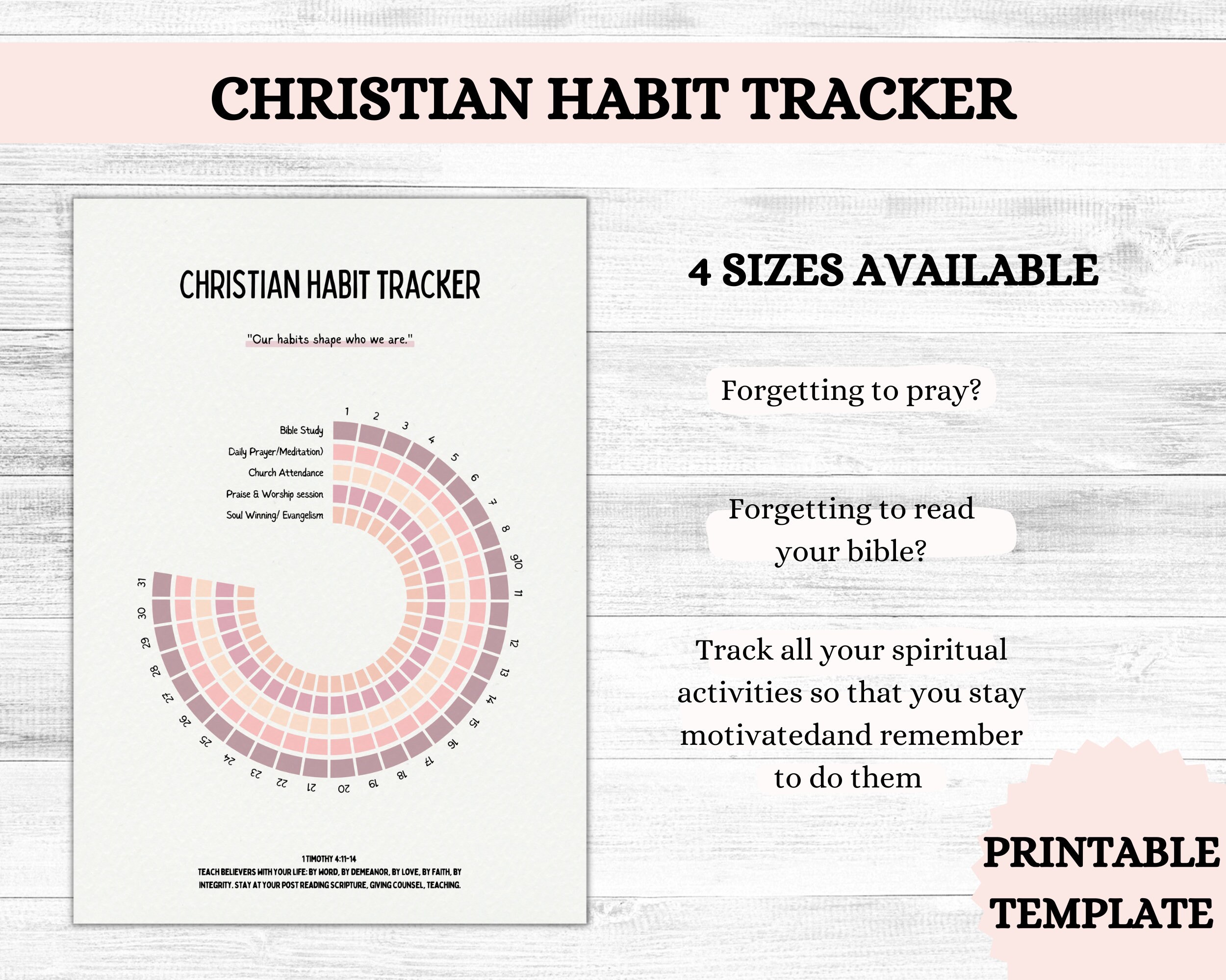 Christian Habit Tracker Habit Tracker for Christians Prayer Etsy UK