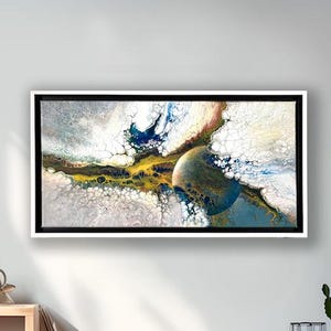 Abstract Acrylic Painting on Canvas: Framed Wall Art, 10x20&quot; Gift for Art Lovers