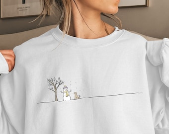 Christmas Snowman and Dog Sweatshirt, Christmas Sweatshirt, Snowman Shirt, Snowman T-Shirt, Christmas Crewneck, Christmas Shirts for Women