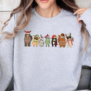 Сute Christmas Chickens Sweatshirt, Christmas Farm Animals Sweatshirt, Womens Christmas Chicken Sweatshirt,Christmas Holiday Sweatshirt Gift