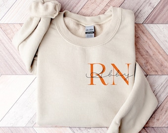 Custom Registered Nurse Sweatshirt, Personalized RN Sweater, Nurse Pocket Sweatshirt, Nurse Life Hoodie, Nurse Sweatshirt, Custom Nurse Gift