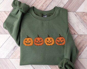 Pumpkin Sweatshirt, Pumpkin Hoodie, Jack-o-Lantern Sweatshirt, Spooky Season, Fall Shirts, Halloween Crewneck Sweatshirt, Halloween Sweater