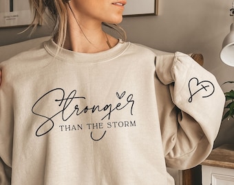 Stronger Than The Storm Sweatshirt, Boho Self Care Sweatshirt, Inspirational Sweater, Christian Sweatshirt, Bible Verse Sweatshirt, Hoodie