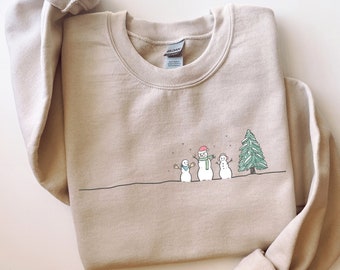 Christmas Snowman Sweatshirt, Christmas Tree Sweatshirt, Snowman Shirt, Snowman T-Shirt, Christmas Crewneck, Christmas Shirts for Women