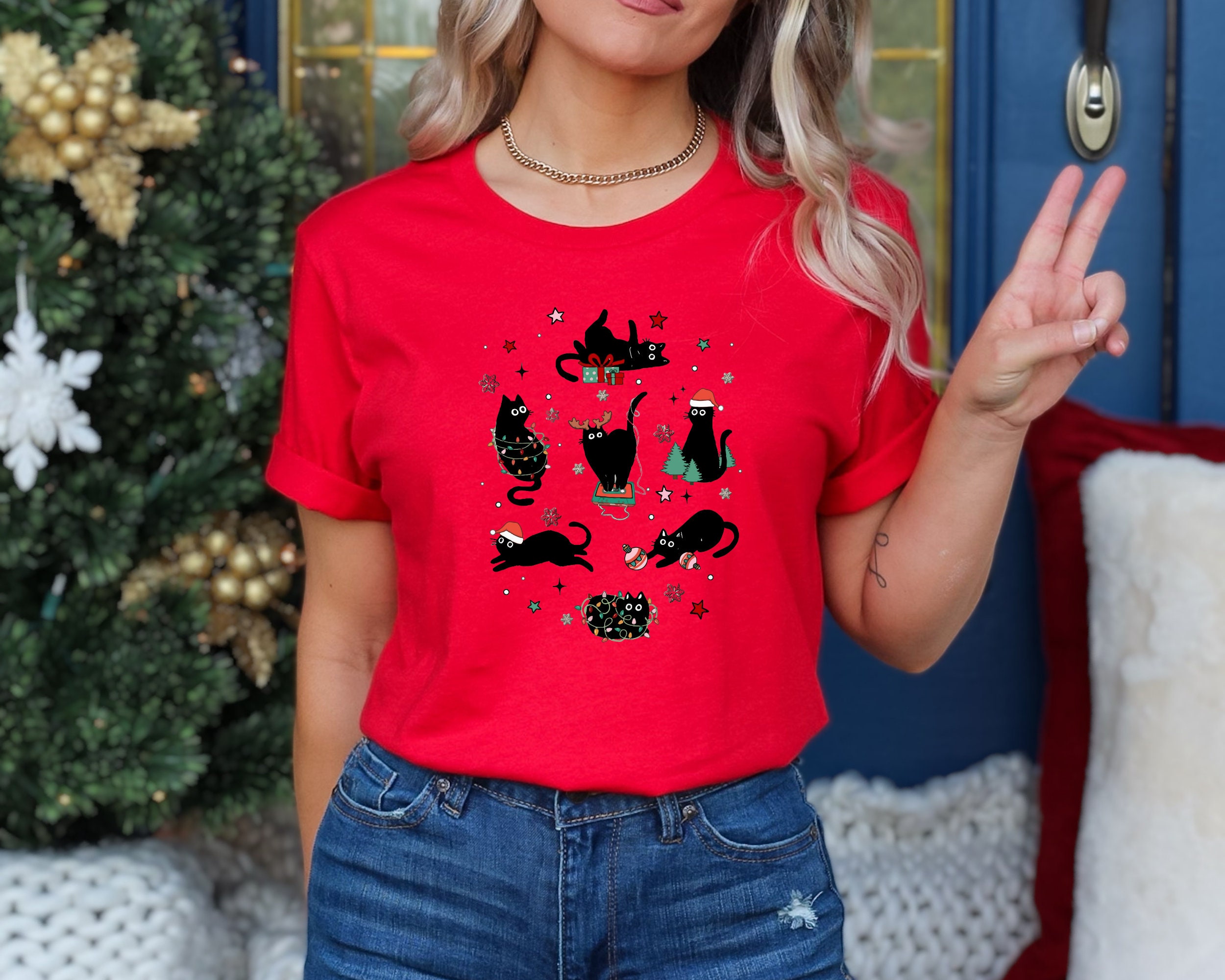 Christmas Black Cat Shirt, Black Cat Christmas Shirt, Kitten Christmas