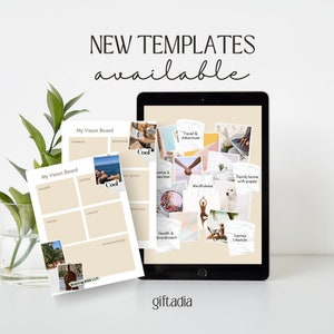 Afdrukbaar vision board en sjabloon, 2023 Pinterest life planner, goal setting vision board &manifesting kit