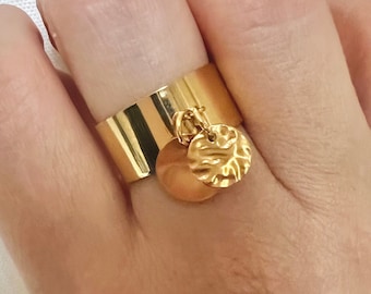 Bague breloque à pampille personnalisable, anneau réglable et ajustable à toutes tailles de doigt, bijou fait main pour femme personnalisé