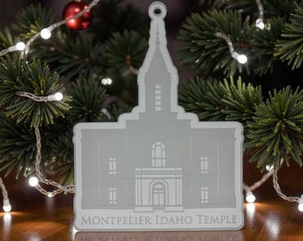 Montpelier Idaho Clear Engraved Acrylic LDS Temple Christmas Ornament