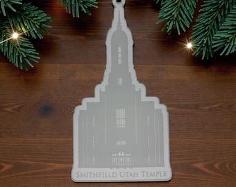 Smithfield Utah Clear Engraved Acrylic LDS Temple Christmas Ornament