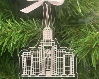St. Louis Missouri Engraved Clear Acrylic LDS Temple Christmas Ornament