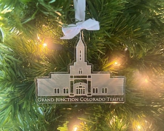 Grand Junction Colorado Engraved Clear Acrylic LDS Temple Christmas Ornament