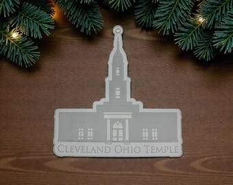 Cleveland Ohio Clear Engraved Acrylic LDS Temple Christmas Ornament
