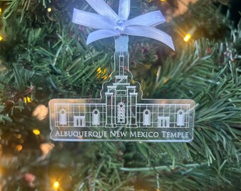 Albuquerque New Mexico Clear Scored Acrylic LDS Temple Christmas Ornament