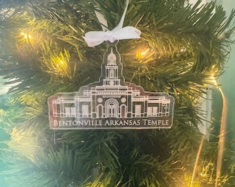 Bentonville Arkansas Engraved Clear Acrylic LDS Temple Christmas Ornament