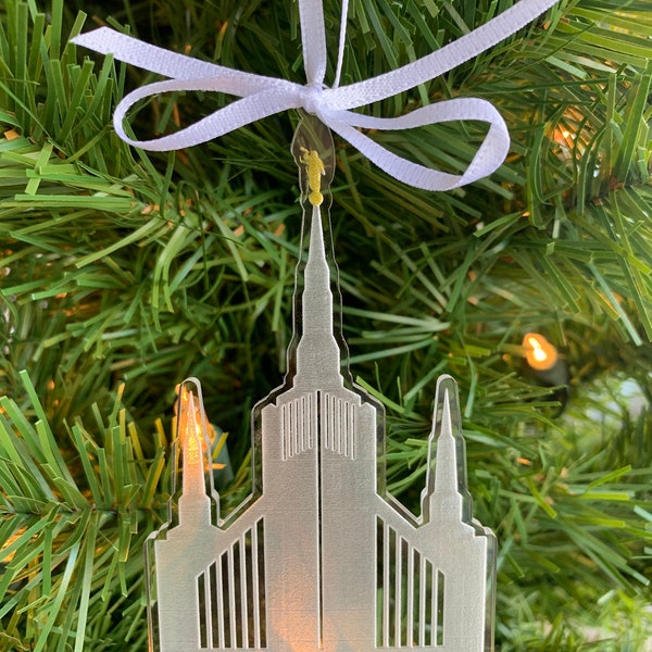 Portland Oregon Clear Engraved Acrylic LDS Temple Christmas Ornament