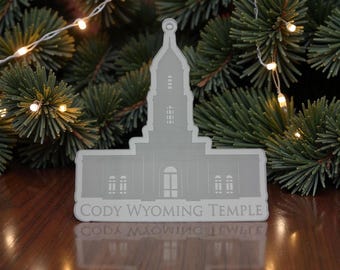 Cody Wyoming Clear Engraved Acrylic LDS Temple Christmas Ornament