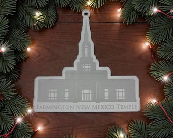 Farmington New Mexico Clear Scored Acrylic LDS Temple Christmas Ornament