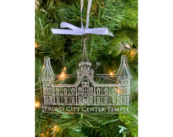 Provo City Center Utah Scored Acrylic LDS Temple Christmas Ornament