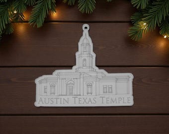 Austin Texas Clear Engraved Acrylic LDS Temple Christmas Ornament