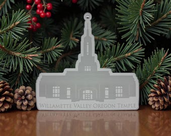 Willimette Valley Oregon Clear Engraved Acrylic LDS Temple Christmas Ornament
