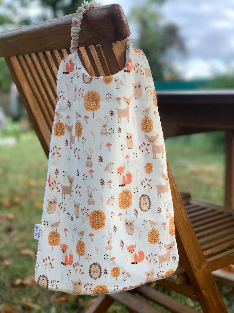 elastic bib, children's elastic towel, maternal towel, adult towel renard et hérisson