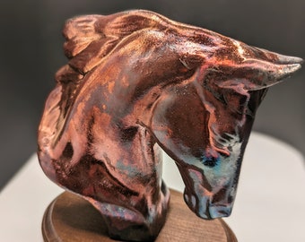 Raku-Fired Horse Head Bust