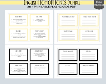 Commonly Confused Words flashcards, English Grammar, ESL educational, Homophones, Printables, English Study material