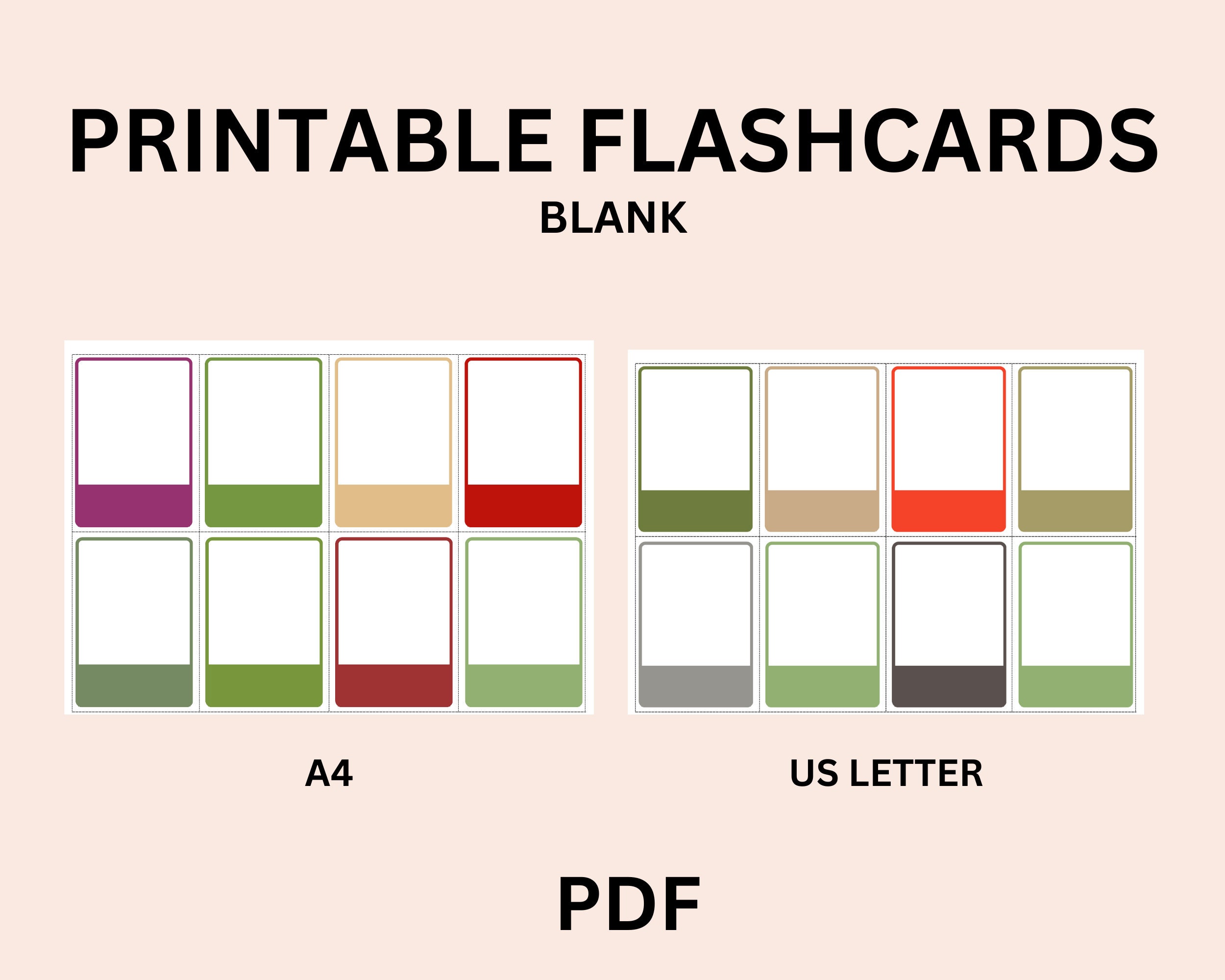 Printable Flashcards for Studying Colorful Flashcards for Exam Studying