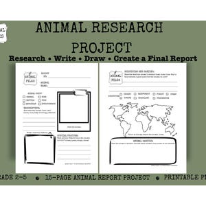 Animal Research Project Template, Elementary Science Report, Homeschool Observation Journal and Guided Study PDF
