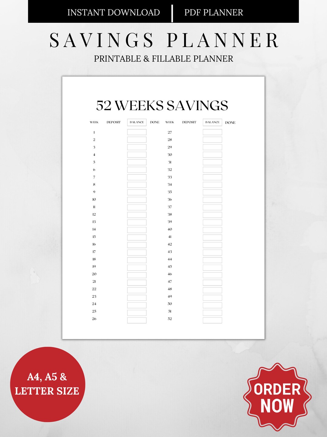 Printable Savings Log Printable Savings Tracker Savings - Etsy