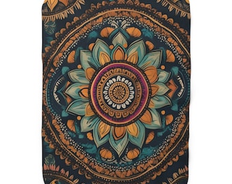 Manta polar Sherpa - Mandalas tribales estilo boho