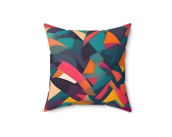 Almohada abstracta moderna - Almohada cuadrada de poliéster hilado