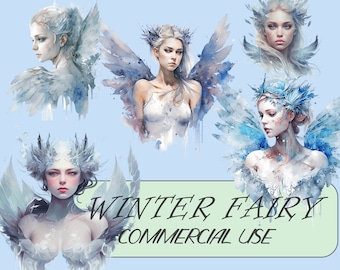 9 Winter Fairy Clipart Bundle, Winter Fairy png, Rustic Clipart, Fairy Clipart Bundle, Commercial Use