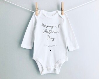 Personalised 1st Mothers Day Babygrow | Mothers Day Gift | Long Sleeve Babygrow | Bodysuit | New MumGift | Custom Mothers Day