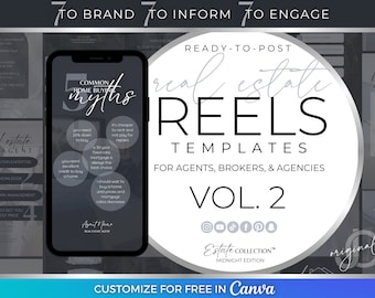 21 Real Estate Infographic Posts VOL. 2, Realtor Reels Videos, Facebook/Instagram Social Media Marketing, Blue Gray Canva Branding Templates