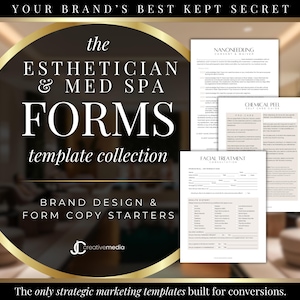 Med Spa & Esthetician Forms, Aesthetics Canva Templates, Photo Release Form, Facial Consent Waivers, Lash Design Consultation Forms