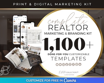 Luxury Realtor Marketing + Branding Kit, Modern Real Estate Canva Templates, Postcards, Open House Flyers, Newsletters, Market Updates