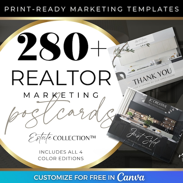 Real Estate Postcards, Realtor Marketing Canva Templates, Just Sold, Just Listed, Market Analysis, Farming, Postcard Bundle, Custom Designs