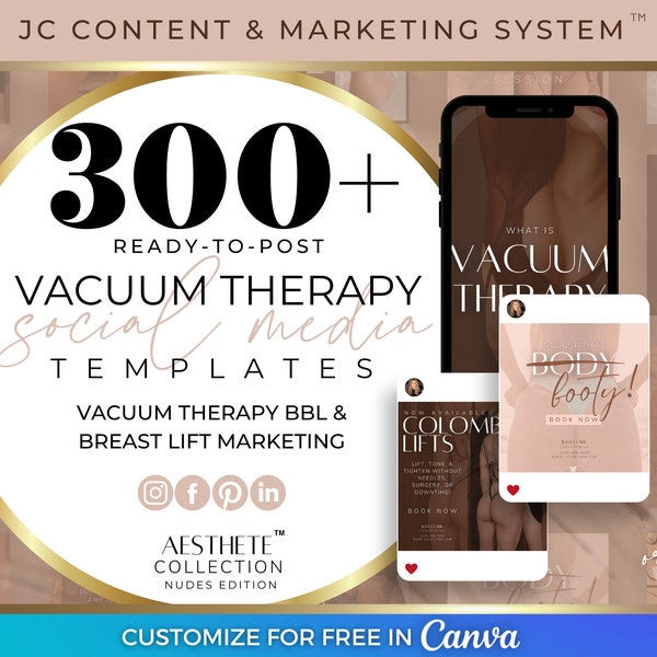 Vacuum Therapy Butt Lift & Breast Lift Social Media Templates, Med Spa Marketing Templates, Colombian Lift Posts, Body Contouring Templates